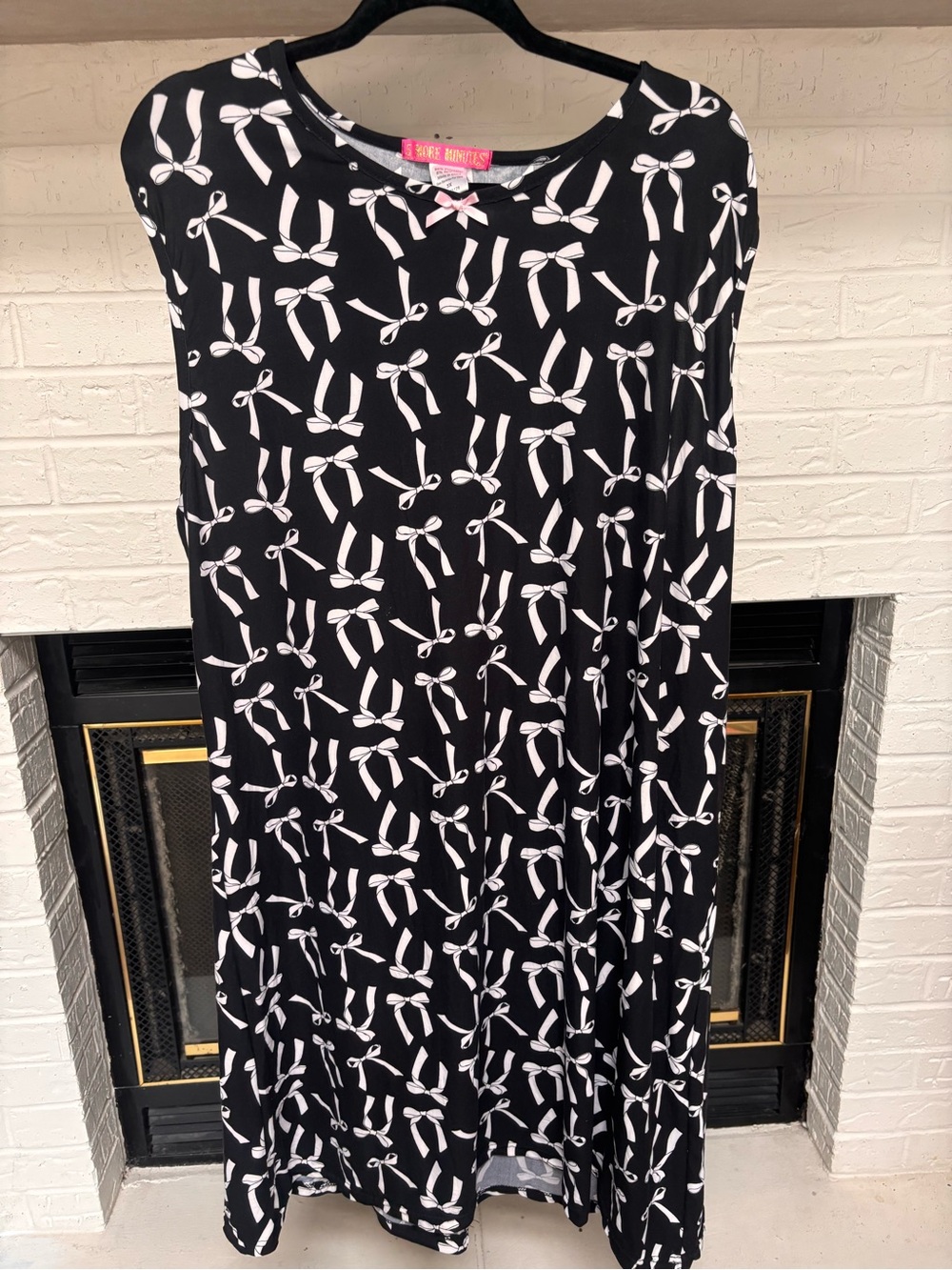 Black Bow-Print Sleep Dress - Soft Nightwear